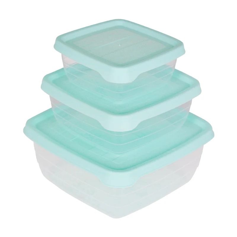 Inkanto Set de 3 Herméticos Cuadrados tapa color Menta