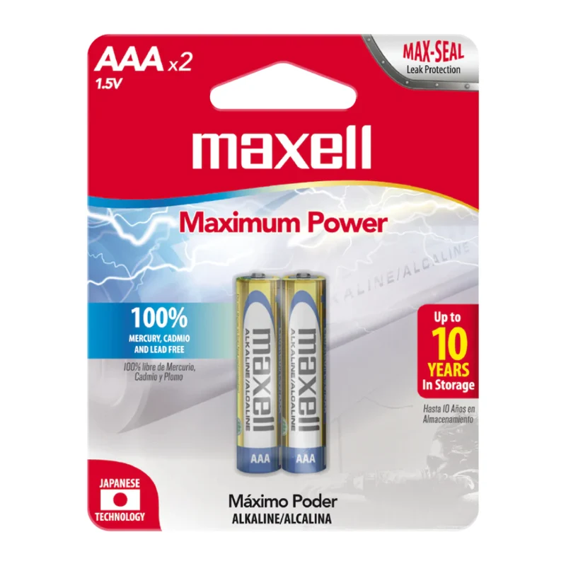Maxell Baterías Alcalinas AAA, 2 Unidades