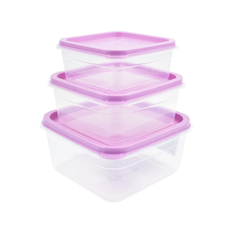 Inkanto Set de 3 Herméticos Cuadrados tapa color Lila