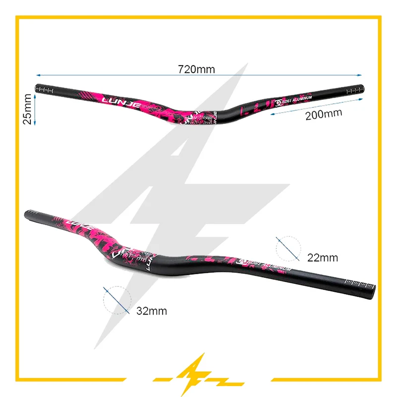 Manillar 720mm elevación 25mm negro rosa para patinete eléctrico – ¡Haz que las calles te miren pasar!