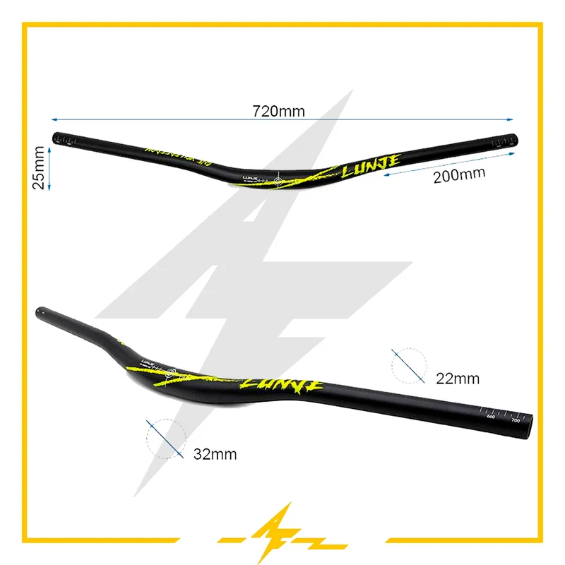 Manillar 720mm elevación 25mm negro neon fluor para patinete eléctrico – ¡Tu patinete merece brillar como tú!