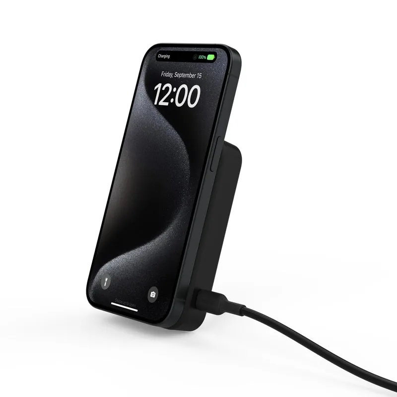 Batería externa de 10,000 mAh Qi2 MagSafe con soporte de Belkin - Negro