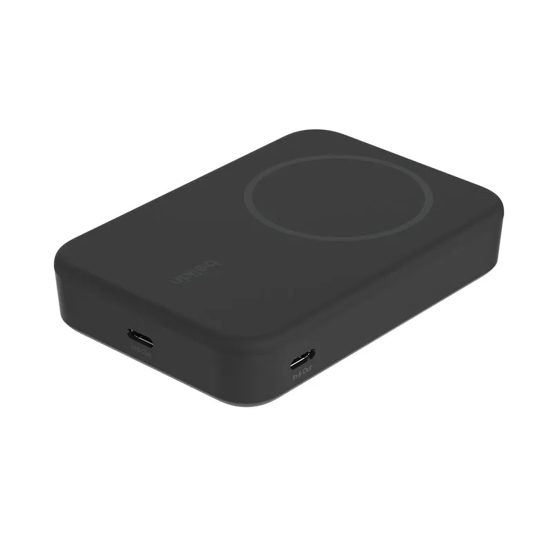 Batería externa de 10,000 mAh Qi2 MagSafe con soporte de Belkin - Negro