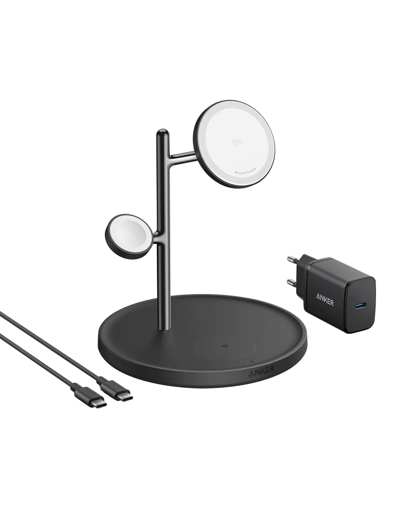 Cargador magnético 3 en 1 con base MagGo Wireless de Anker - Negro