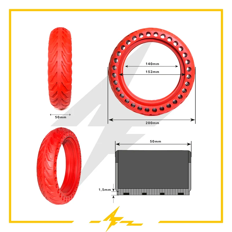 Rueda maciza 8,5×2 agujereada roja para patinete eléctrico Xiaomi – ¡Adiós pinchazos, hola estilo eléctrico!