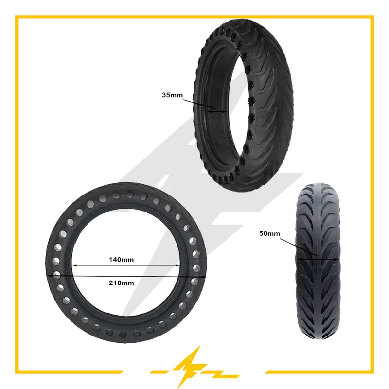 Rueda maciza 8,5×2 agujereada negra para patinete eléctrico Xiaomi – ¡Adiós pinchazos!