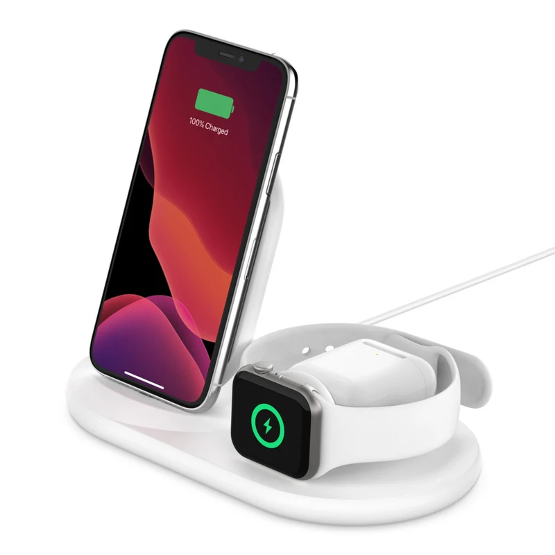 Cargador inalámbrico 3 en 1 BOOST↑CHARGE™ de Belkin - Blanco