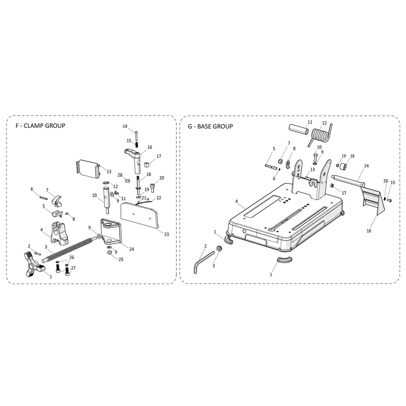 Evolution S355CPS Chop Saw Spare Parts (Base)