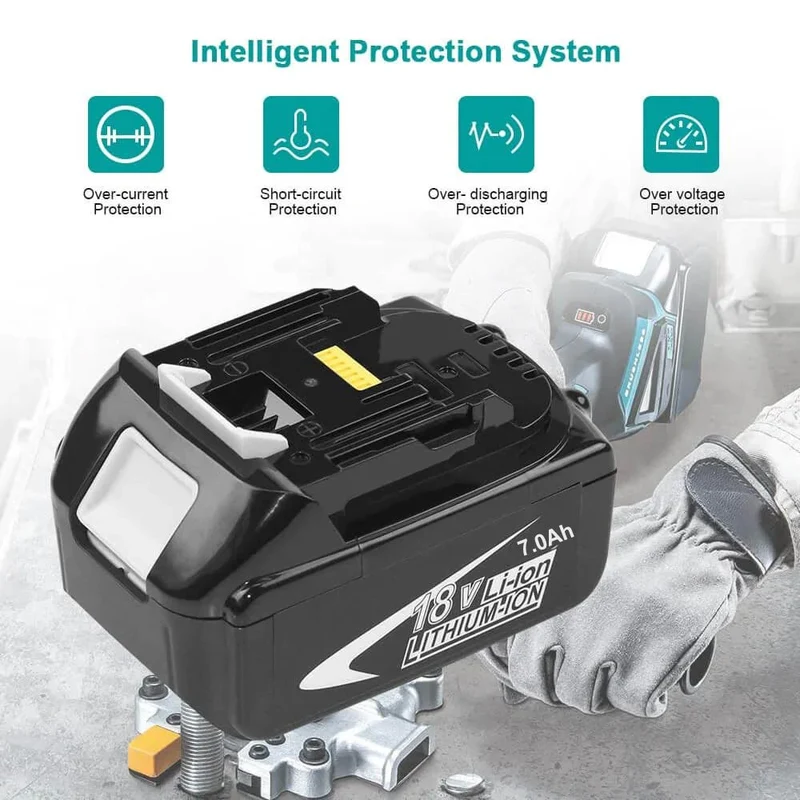 BL1860 18V 7.0Ah Ersatzakku für Makita 10-Stück/Kompatibel mit Makita 18V BL1830B BL1860B BL1820 LXT-400