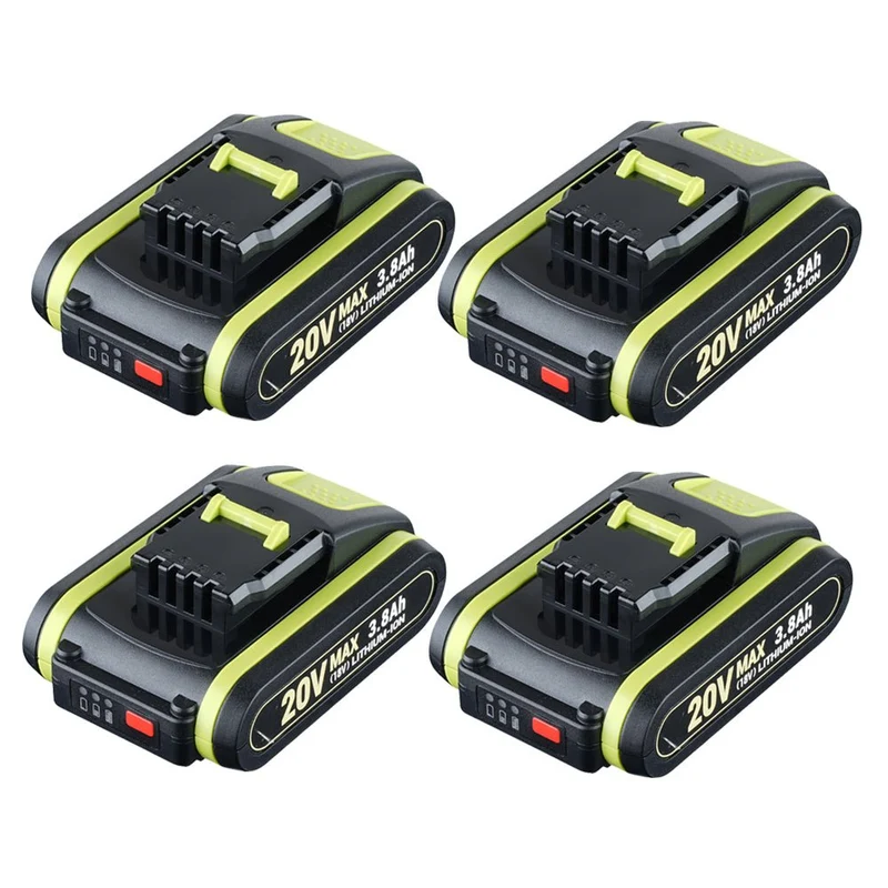 Für Worx WA3520 WA3575 20V Max 3.8Ah Lithium Batterie X4 UND Für Worx WA3880 18V (20V MAX) schnelladegerät 1 stunde Ladegerät