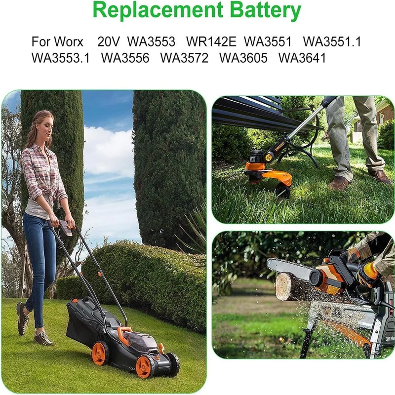 20V Max 3.8Ah Lithium Batterie für Worx WXL1805A WA3520 WA3575 WA3578 WA3551 WG160 4-Stück