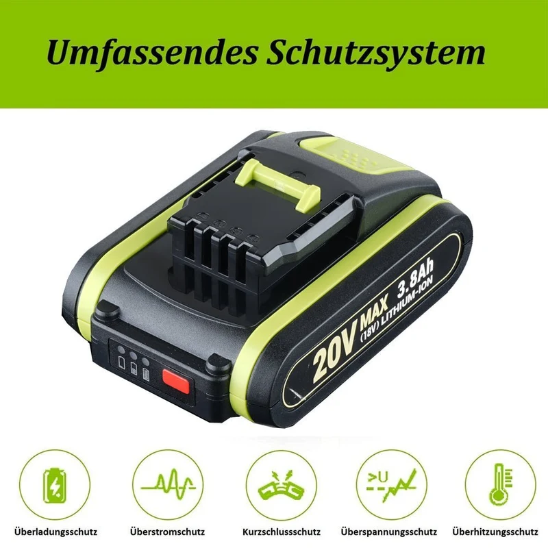 20V Max 3.8Ah Lithium Batterie für Worx WXL1805A WA3520 WA3575 WA3578 WA3551 WG160 3-Stück