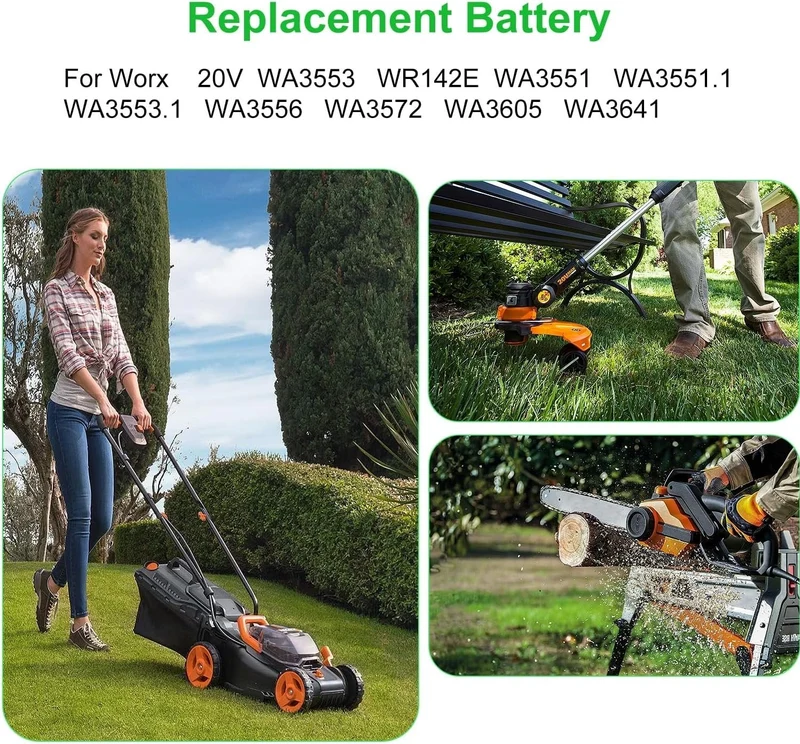 Abverkauf | 20V Max 5Ah Lithium Batterie für Worx WA3579 WA3520 WA3575 WA3578 WA3525 WG160 4-Stück