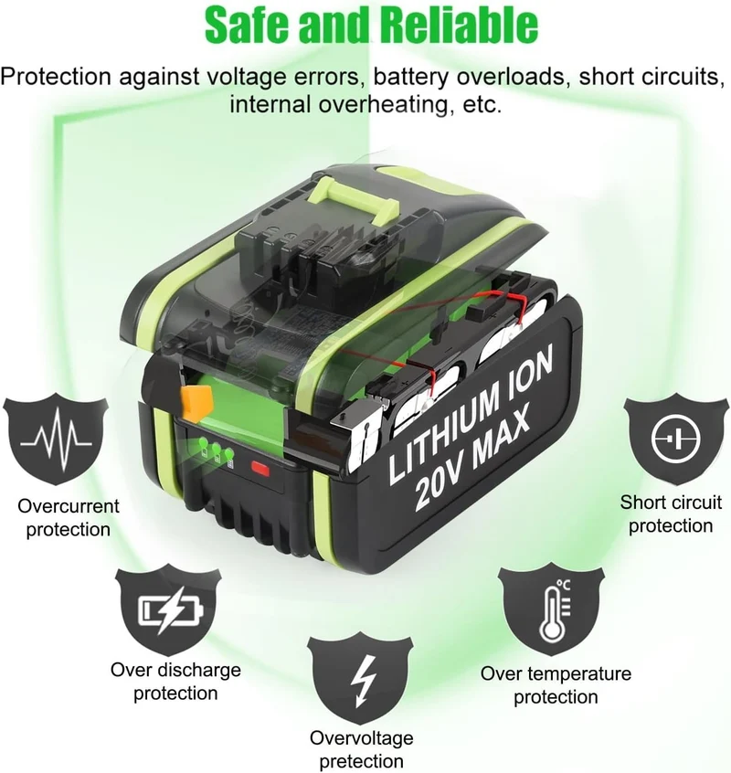 20V Max 5Ah Lithium Batterie für Worx WA3579 WA3520 WA3575 WA3578 WA3525 WG160 3-Stück