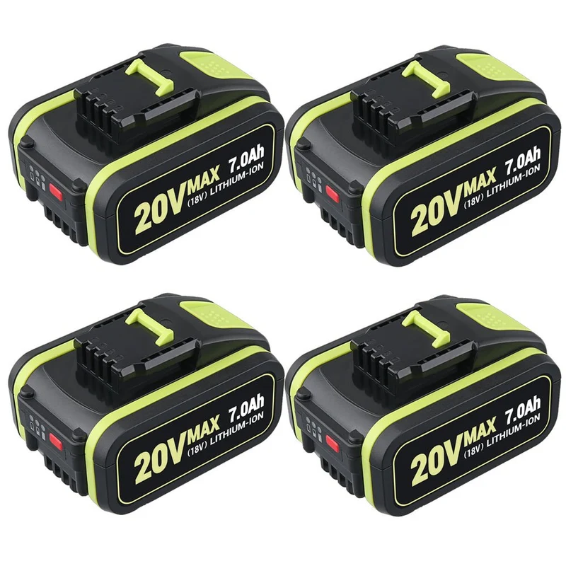 Für Worx WA3520 WA3575 20V Max 7.0Ah Lithium Batterie X4 UND Für Worx WA3880 18V (20V MAX) schnelladegerät 1 stunde Ladegerät