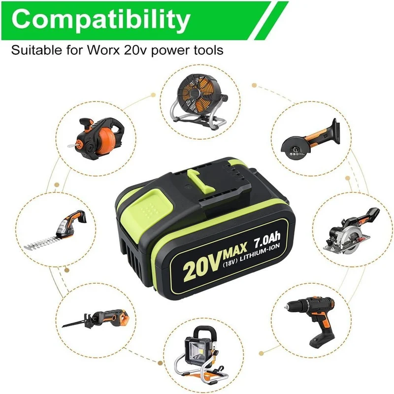 20V Max 7.0Ah Lithium Batterie für Worx WA3579 WA3520 WA3575 WA3578 WA3525 WG160 3-Stück