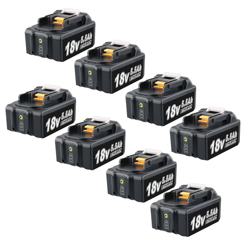 18V 5.5Ah BL1850B Ersatzakku für Makita mit LED 8-Stück/Kompatibel mit Makita 18V BL1830B BL1860B BL1820 LXT-400