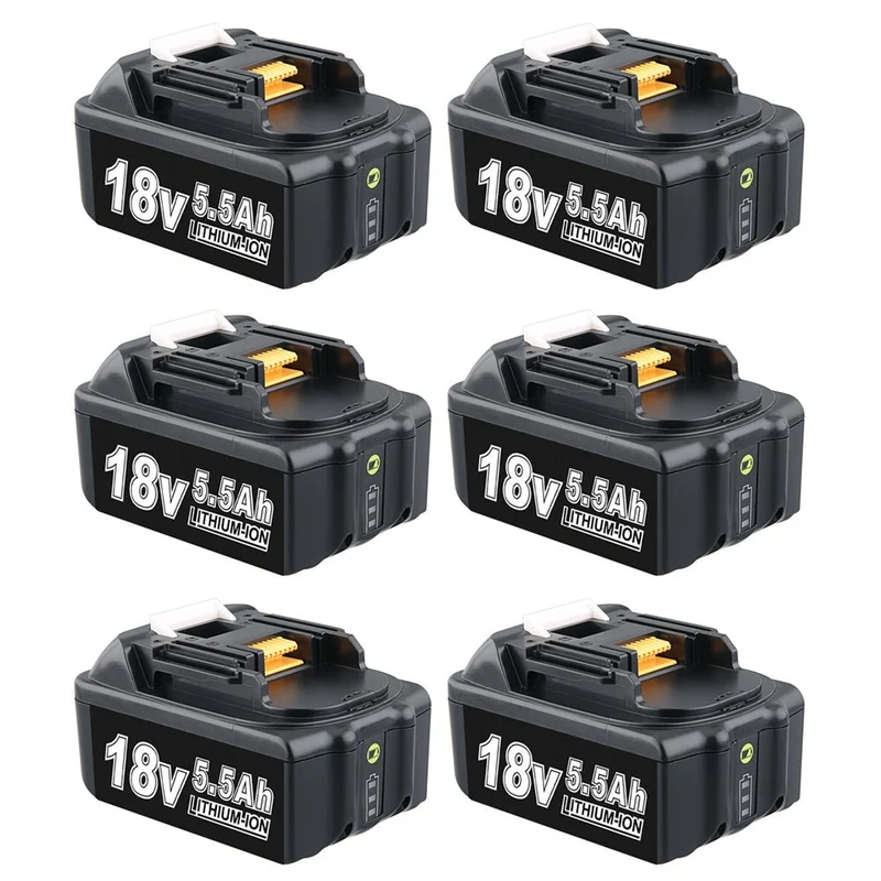 18V 5.5Ah BL1850B Ersatzakku für Makita mit LED 6-Stück/Kompatibel mit Makita 18V BL1830B BL1860B BL1820 LXT-400