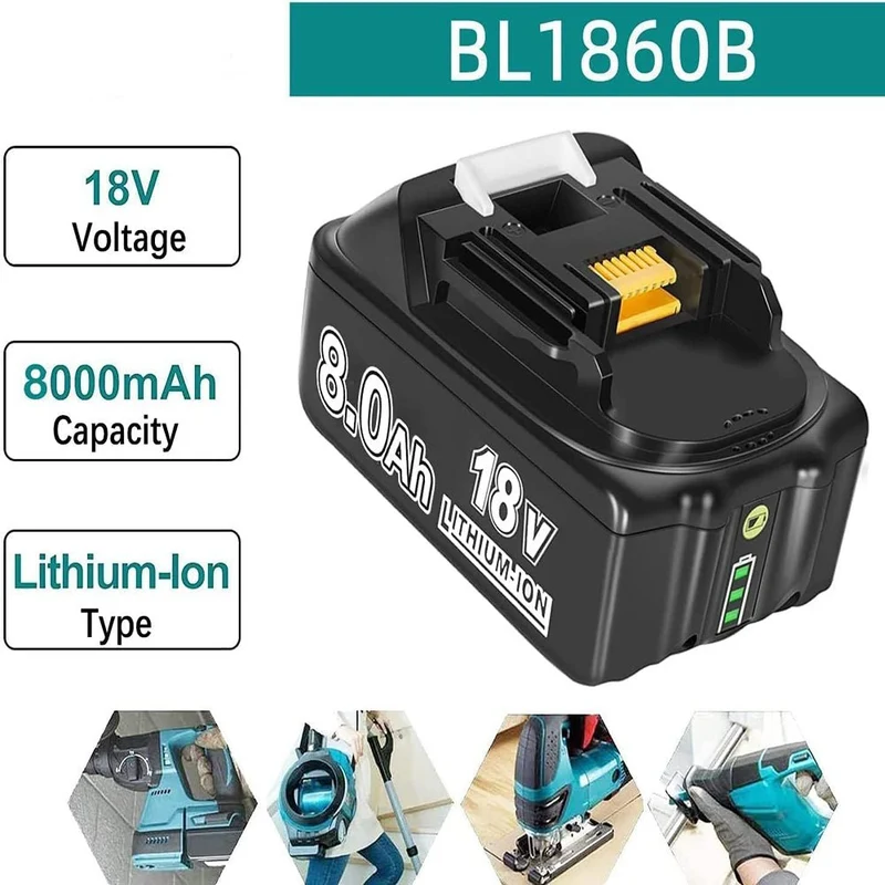 18V 8Ah BL1860B Ersatzakku für Makita mit LED 3-Stück/Kompatibel mit Makita 18V BL1830B BL1860B BL1820 LXT-400