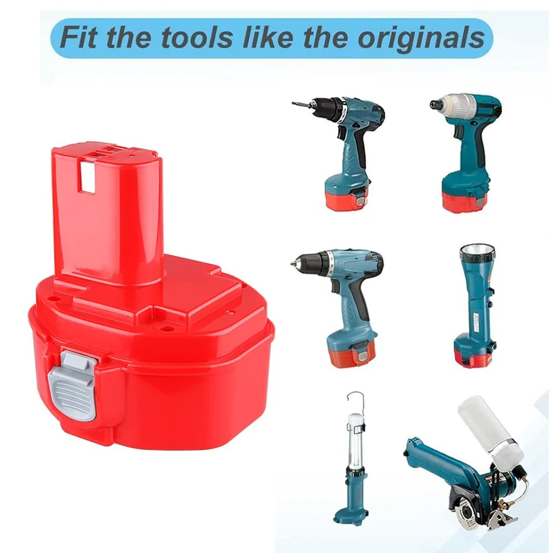 2 STÜCK für Makita 14.4V 4.8Ah Ni-MH Ersatzakku | 1422 1420 1433 1434 1435 1435F Red