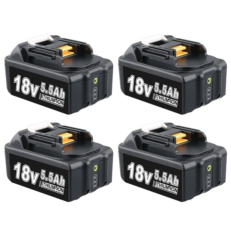 18V 5.5Ah BL1850B Ersatzakku für Makita mit LED 4-Stück/Kompatibel mit Makita 18V BL1830B BL1860B BL1820 LXT-400