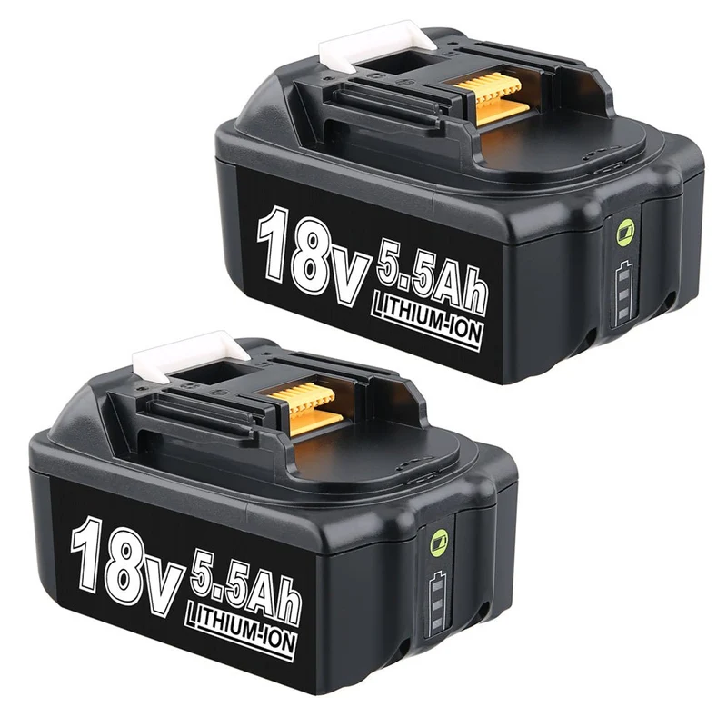 18V 5.5Ah BL1850B Ersatzakku für Makita mit LED 2-Stück/Kompatibel mit Makita 18V BL1830B BL1860B BL1820 LXT-400