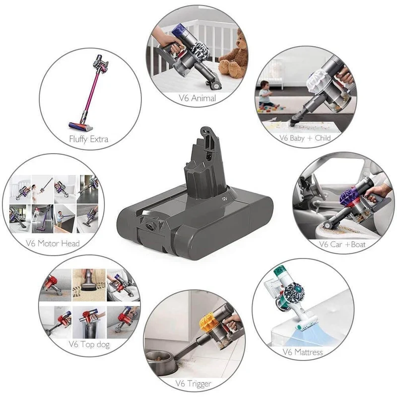 Abverkauf | VANON für Dyson 21.6V 6.4Ah V6 Li-Ion Akku Kompatibel mit Dyson SV04 DC59 DC62 DC74