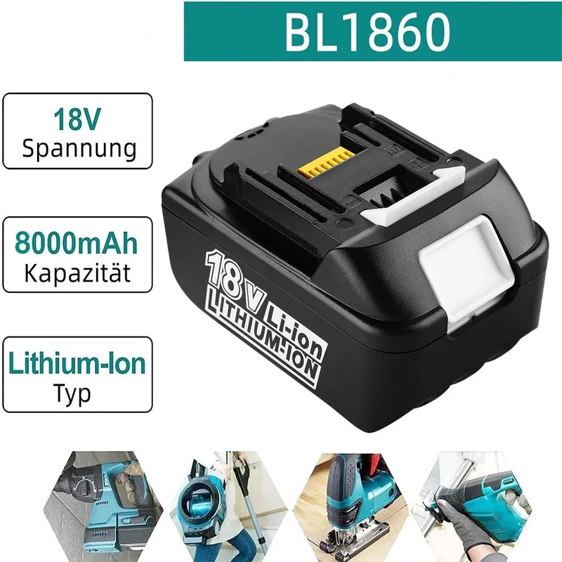 18V 8Ah BL1860 Ersatzakku für Makita 3-Stück/Kompatibel mit Makita 18V BL1830B BL1860B BL1820 LXT-400