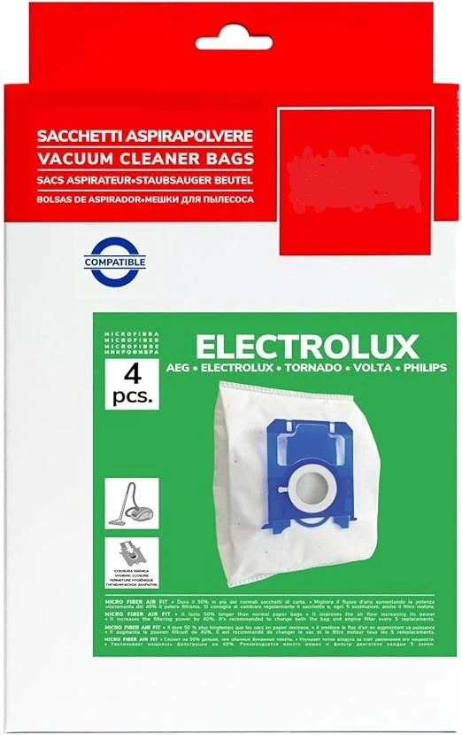 Pack de 4 Bolsas para Aspiradora en Microfibra Compatibles con Philips, AEG