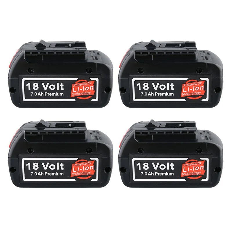 4 Stück 18V 7.0Ah Für Bosch BAT610G Li-ion Akku Ersatz mit LED / Kompatibel mit BAT609 BAT610G BAT618G BAT620 BAT621
