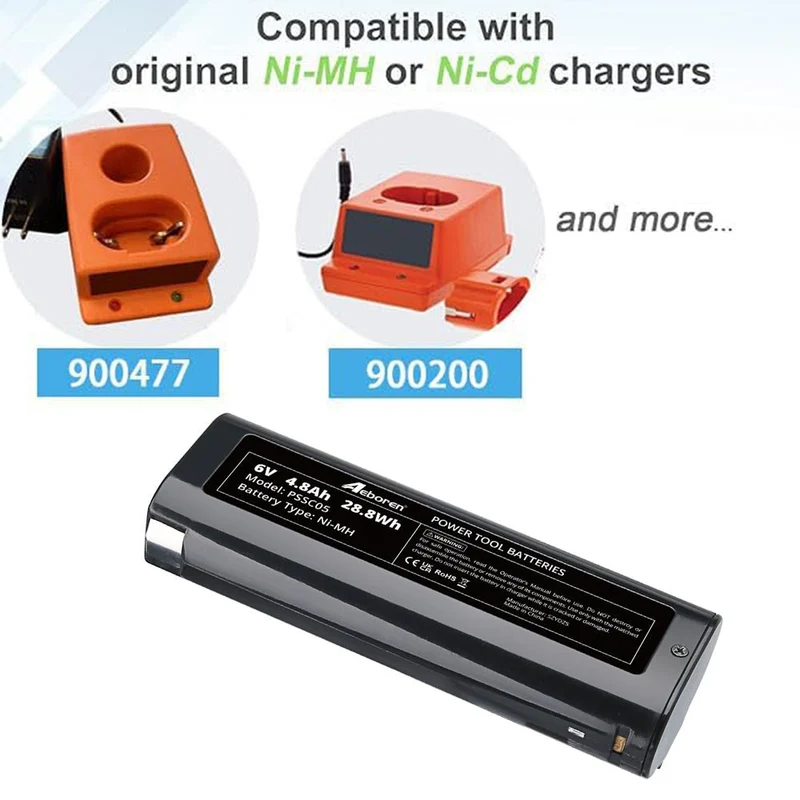6V 4.8Ah für Paslode 404717 Ni-CD Ersatzakku Black 2 STÜCK/ IM350 BCPAS-404717HC B20544E 900420