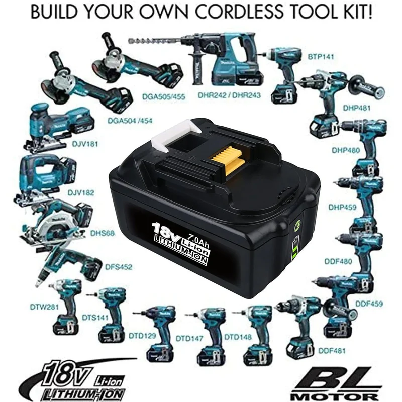 BL1860B 18V 7Ah Ersatzakku für Makita with LED 4-Stück/Kompatibel mit Makita 18V BL1830B BL1860B BL1820 LXT-400
