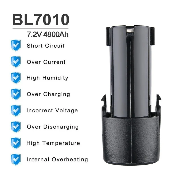 Für MAKITA 4.8Ah 7.2V Li-ion Ersatzakku 2 STÜCK/BL7010 ML704 CL070 CL070D