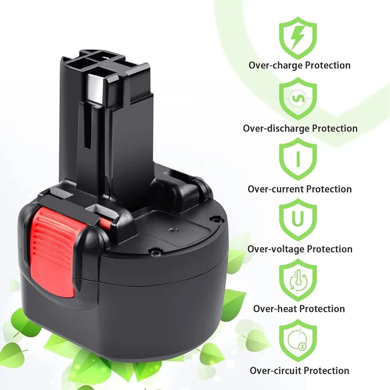 für Bosch BAT048 BAT100 BAT119 9.6V 4.8Ah Ni-Mh Ersatzakku 2 STÜCK