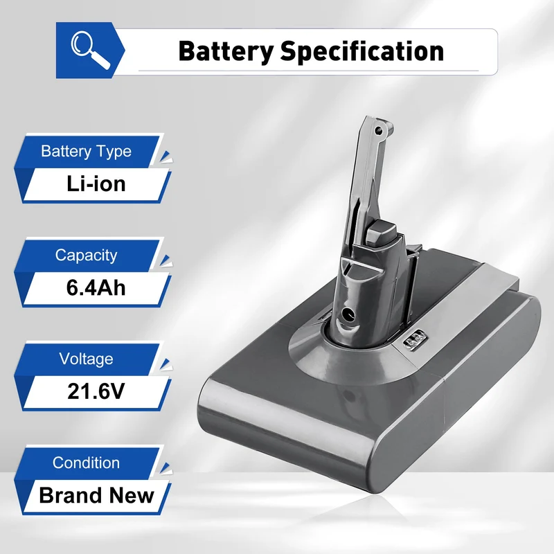 Für Dyson V8 21.6V 6.4Ah Li-Ion Akku Absolute V8 Animal V8 Fluffy SV10 Schnurlos Handstaubsauger Akku