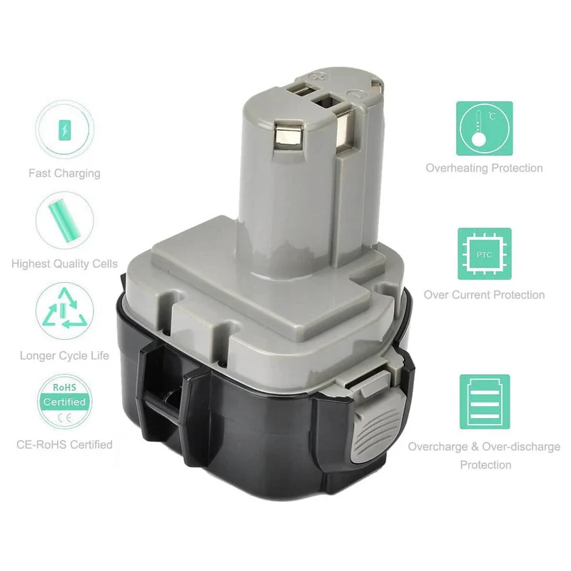 für 1220 Makita 12V 4.8Ah Ni-MH Ersatzakku Rot 2 STÜCK/PA12 1222 1233 1200 1234 1235