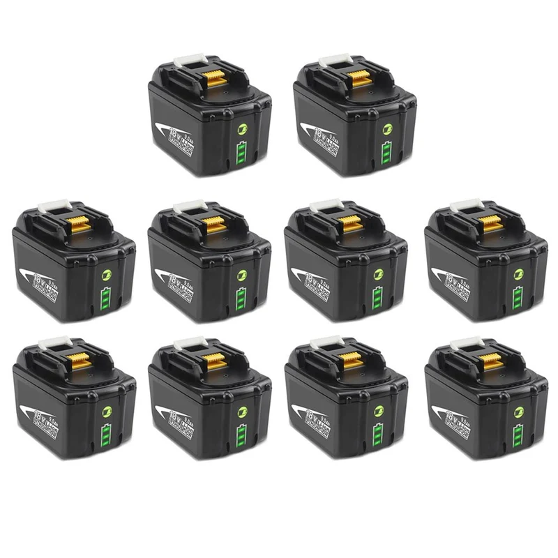 BL1890B 18V 9Ah Ersatzakku für Makita with LED 10-Stück/Kompatibel mit Makita 18V BL1830B BL1860B BL1820 LXT-400