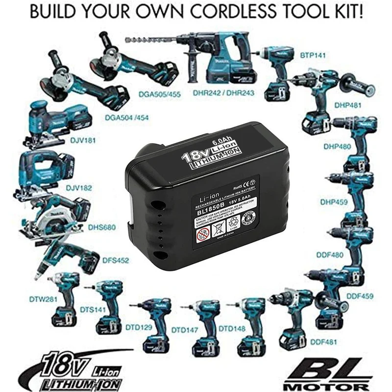 BL1860B 18V 6Ah Ersatzakku für Makita with LED 6-Stück/Kompatibel mit Makita 18V BL1830B BL1860B BL1820 LXT-400