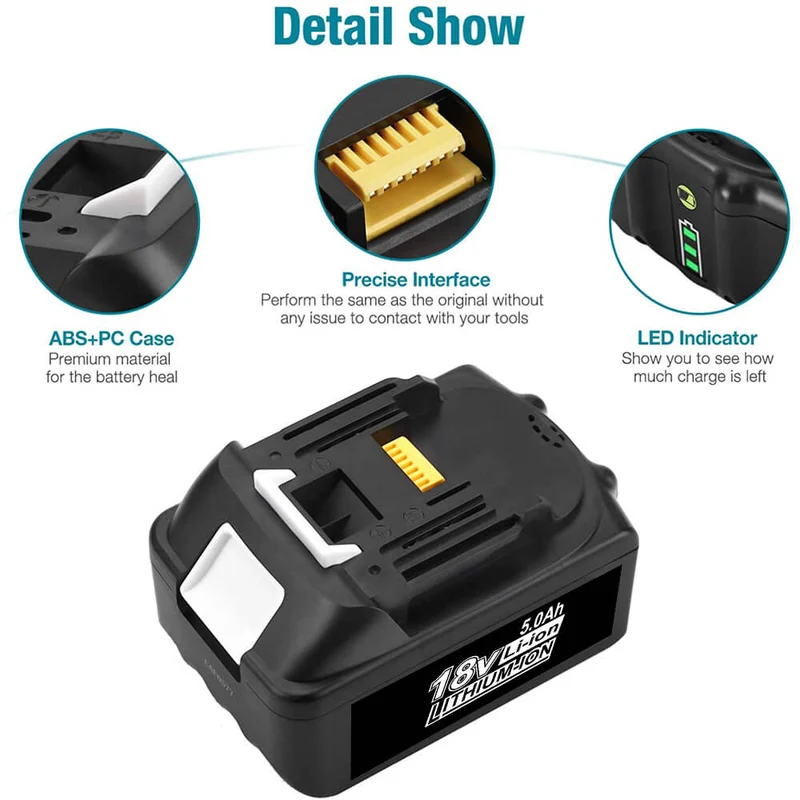 18V 5Ah BL1850B Ersatzakku für Makita mit LED 10-Stück/Kompatibel mit Makita 18V BL1830B BL1860B BL1820 LXT-400