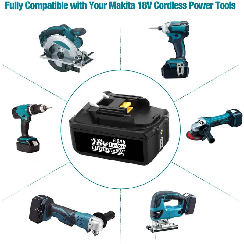 18V 5Ah BL1850B Ersatzakku für Makita mit LED 8-Stück/Kompatibel mit Makita 18V BL1830B BL1860B BL1820 LXT-400