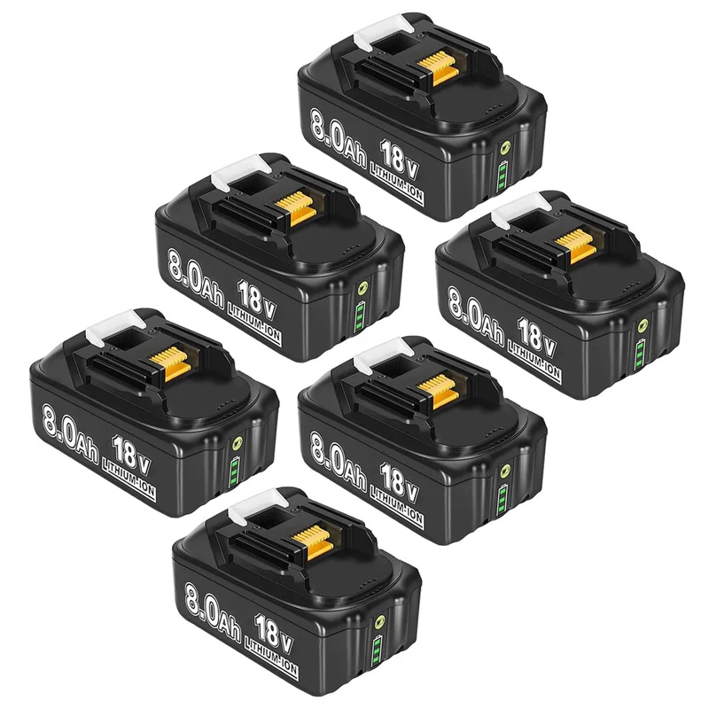 18V 8Ah BL1860B Ersatzakku für Makita mit LED 6-Stück/Kompatibel mit Makita 18V BL1830B BL1860B BL1820 LXT-400