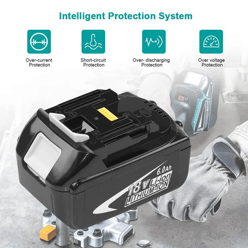 BL1860 18V 6Ah Ersatzakku für Makita 6-Stück/Kompatibel mit Makita 18V BL1830B BL1860B BL1820 LXT-400