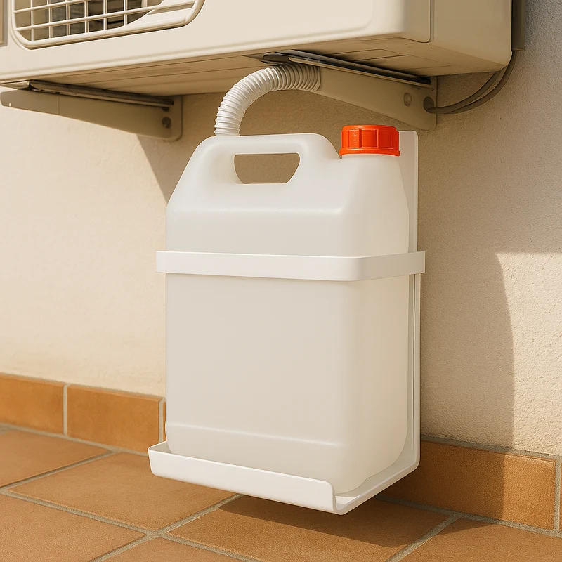 Kit de Desagüe para Aire Acondicionado | Garrafa de PVC 10 Litros y Soporte Metálico en U para Pared | Garrafa Condensación U