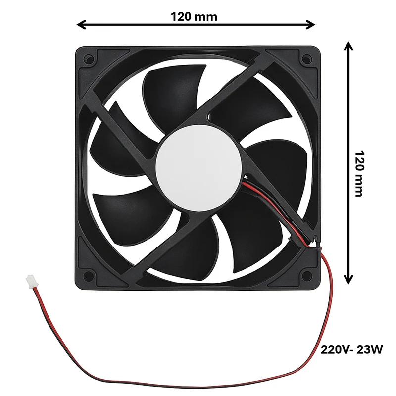 Ventilador axial universal para cassette de chimenea | Aspas metálicas alta temperatura | 120x120x38 mm