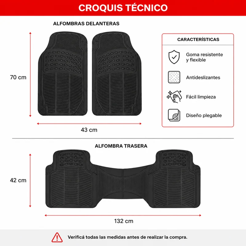 Juego de Alfombras Universal para autos 3 piezas