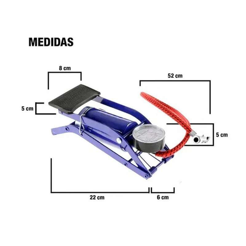 Inflador De Pie Con Manometro 1 Piston Auto