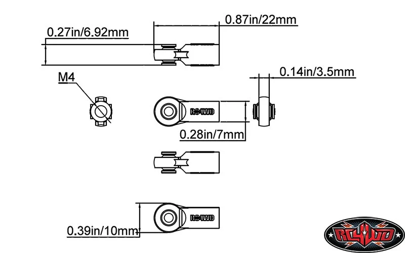 RC4WD Chapes courte plastique M3/M4 (x20) Z-S1378