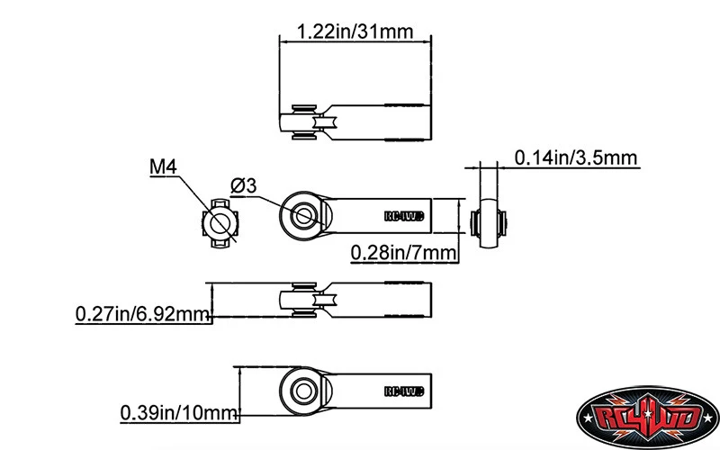 RC4WD Chapes longue plastique M3/M4 (x20) Z-S1375