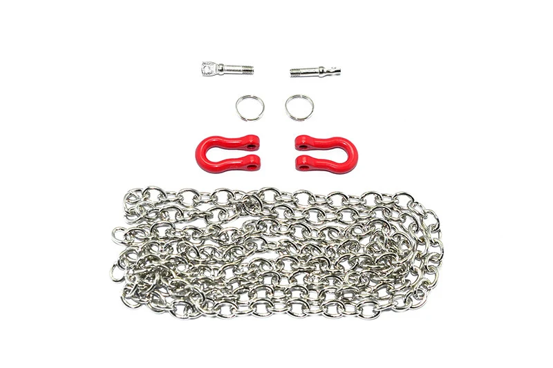 GPM Manille rouge + chaine métal argent ZSP006-S