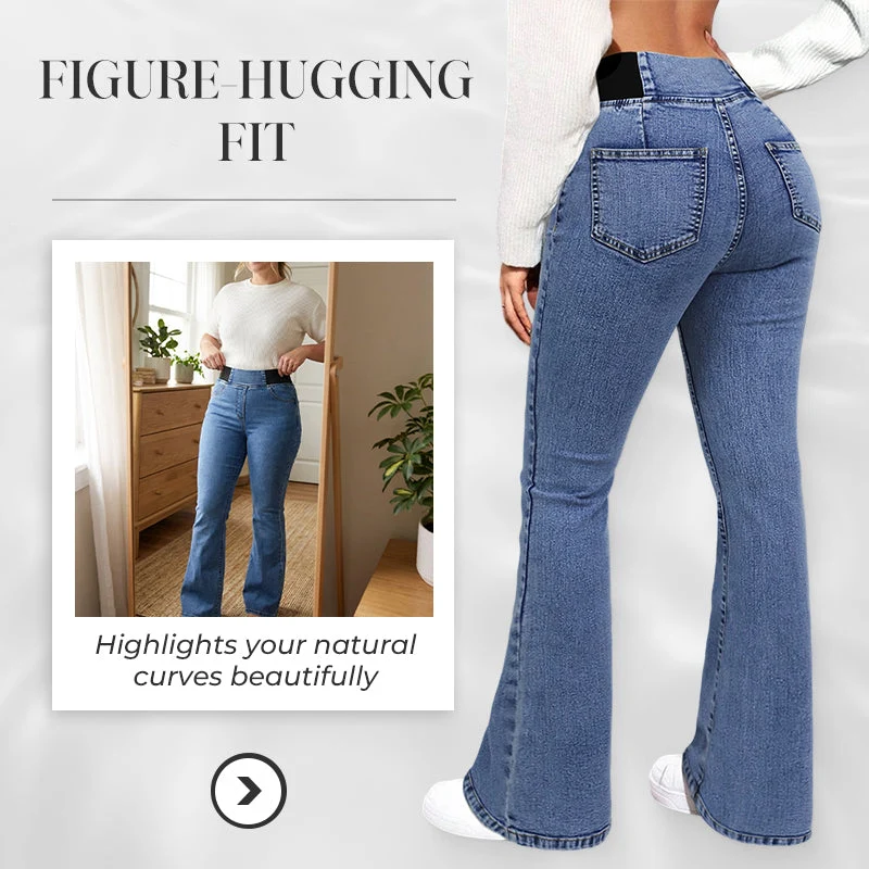 👖 Γυναικεία ψηλόμεση τζιν φούστα με φαρδύ κάτω μέρος-GR